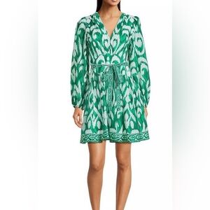 New Alex Marie Renata Printed Tropical Getaway Dress Size 14 Green White NWT